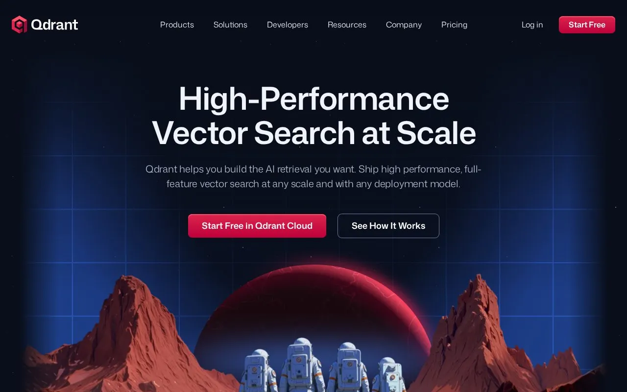 Qdrant homepage screenshot
