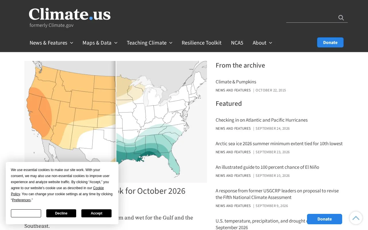 Climate.us homepage screenshot