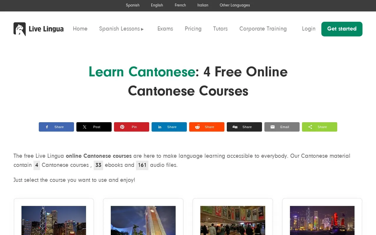 Live Lingua Cantonese homepage screenshot