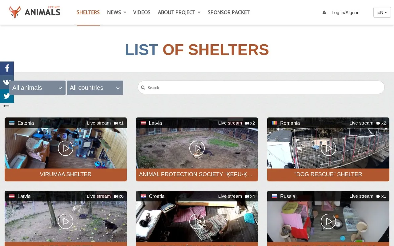 AnimalsLife homepage screenshot