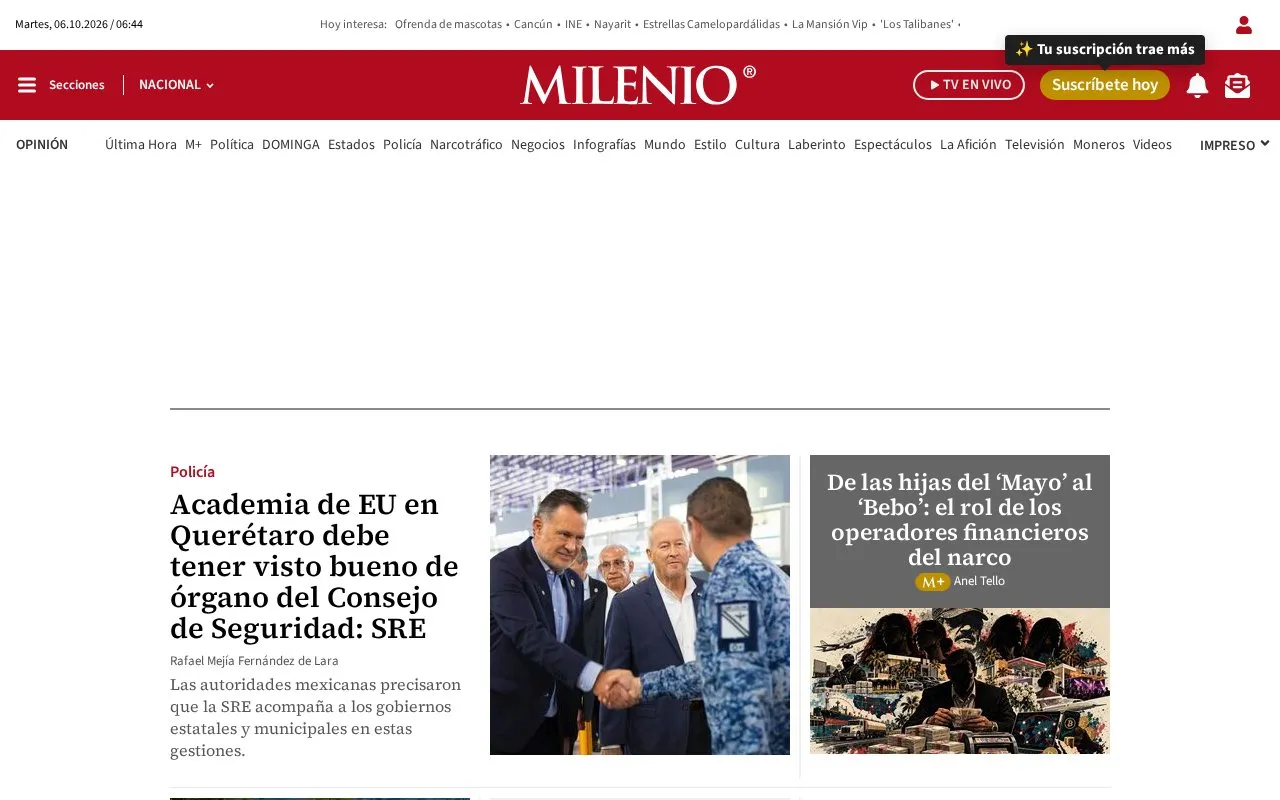 Milenio homepage screenshot