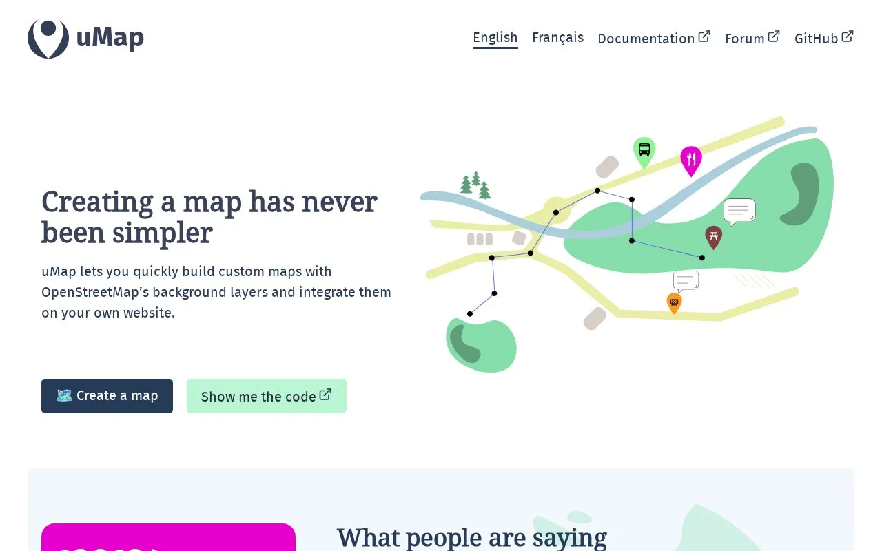 uMap homepage screenshot