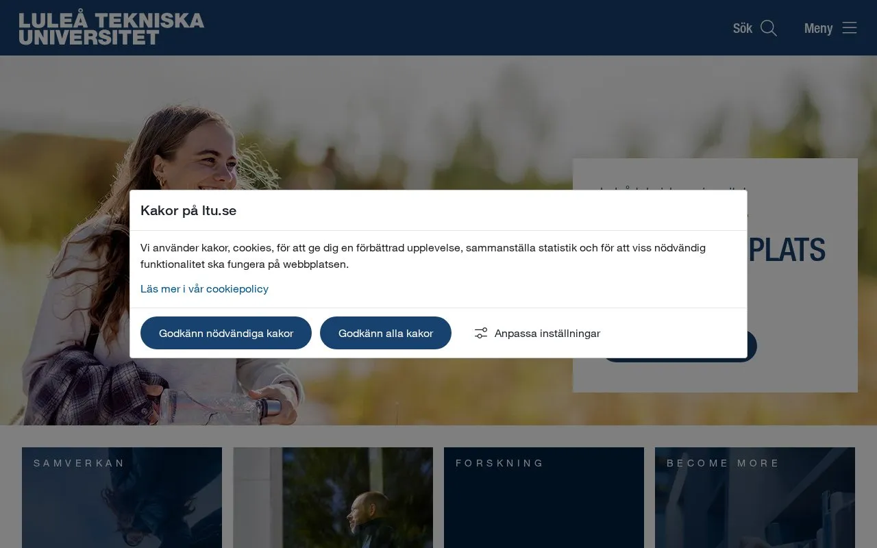 Lulea University of Technology homepage screenshot