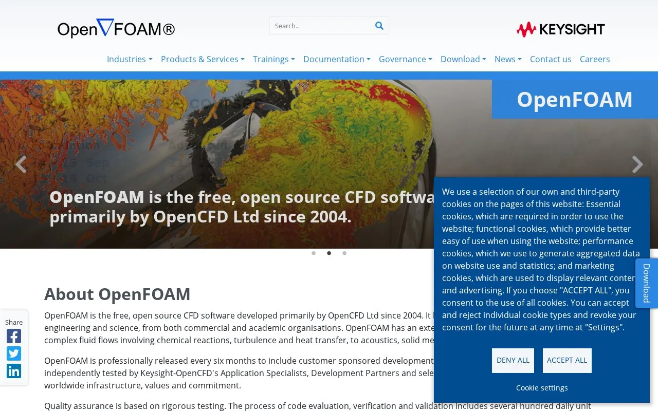 OpenFOAM homepage screenshot