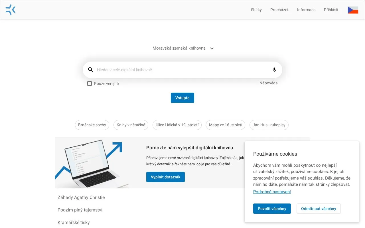 Kramerius of Moravian Library homepage screenshot