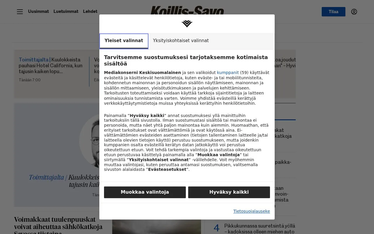 Koillis-Savo homepage screenshot