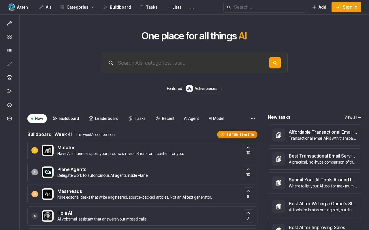 altern.ai homepage screenshot