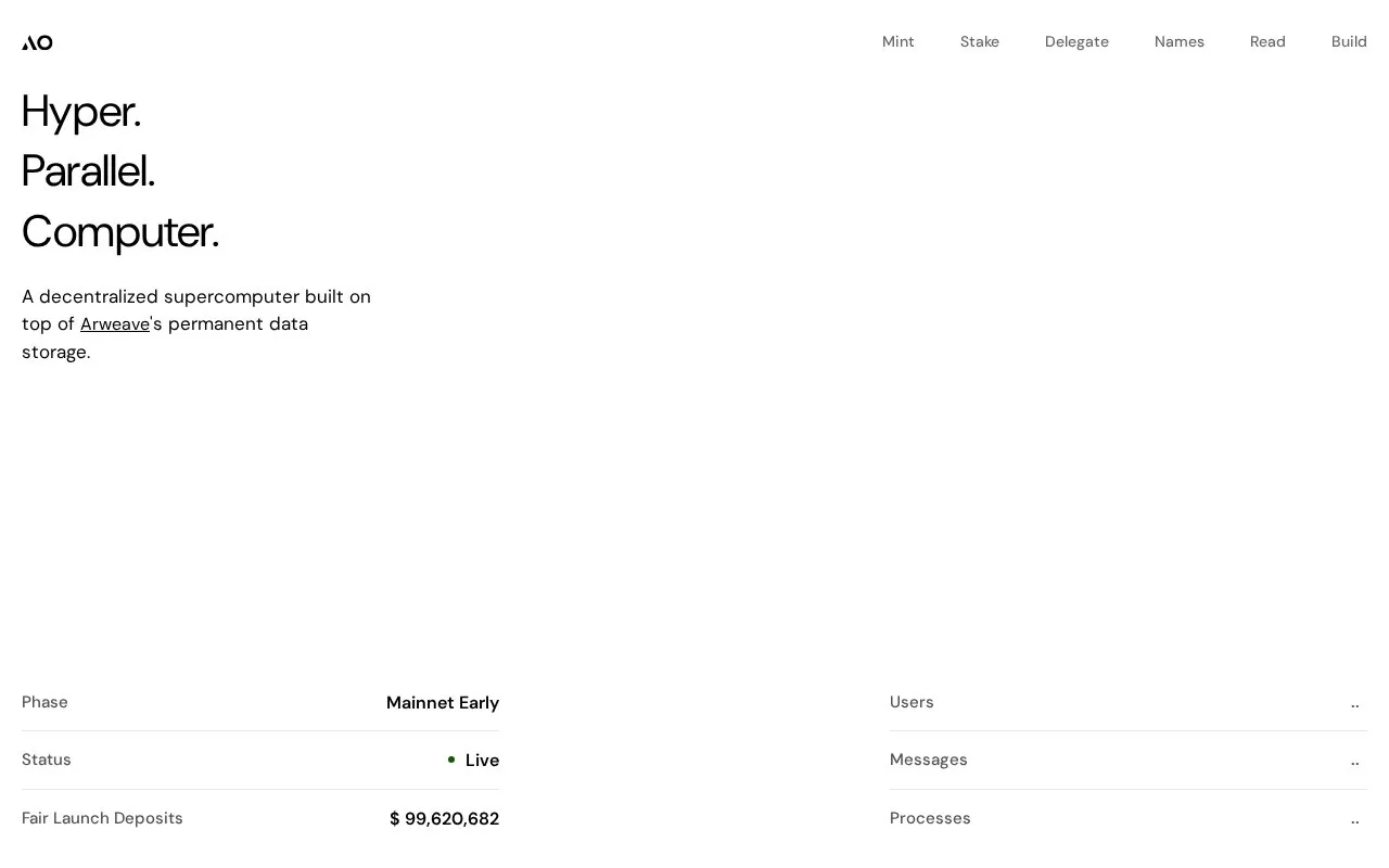 AO Bridge homepage screenshot