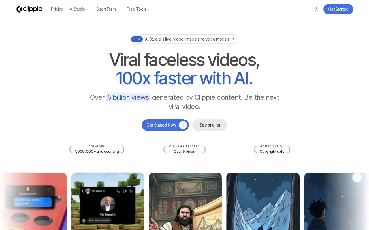 Clippie AI homepage screenshot