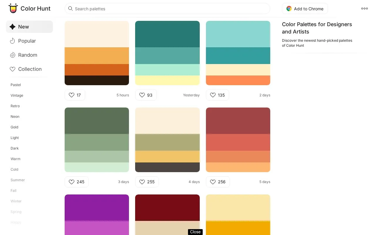 Color Hunt homepage screenshot