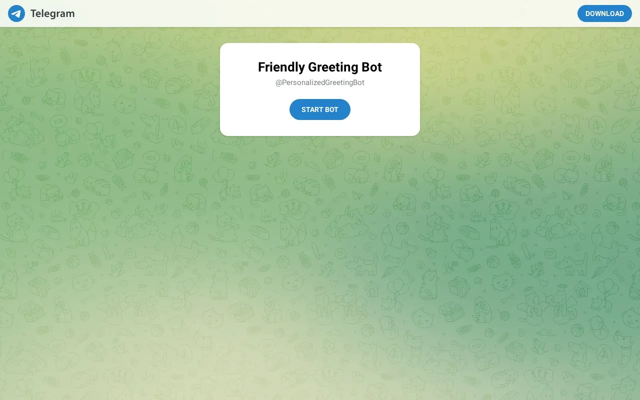 @PersonalizedGreetingBot homepage screenshot