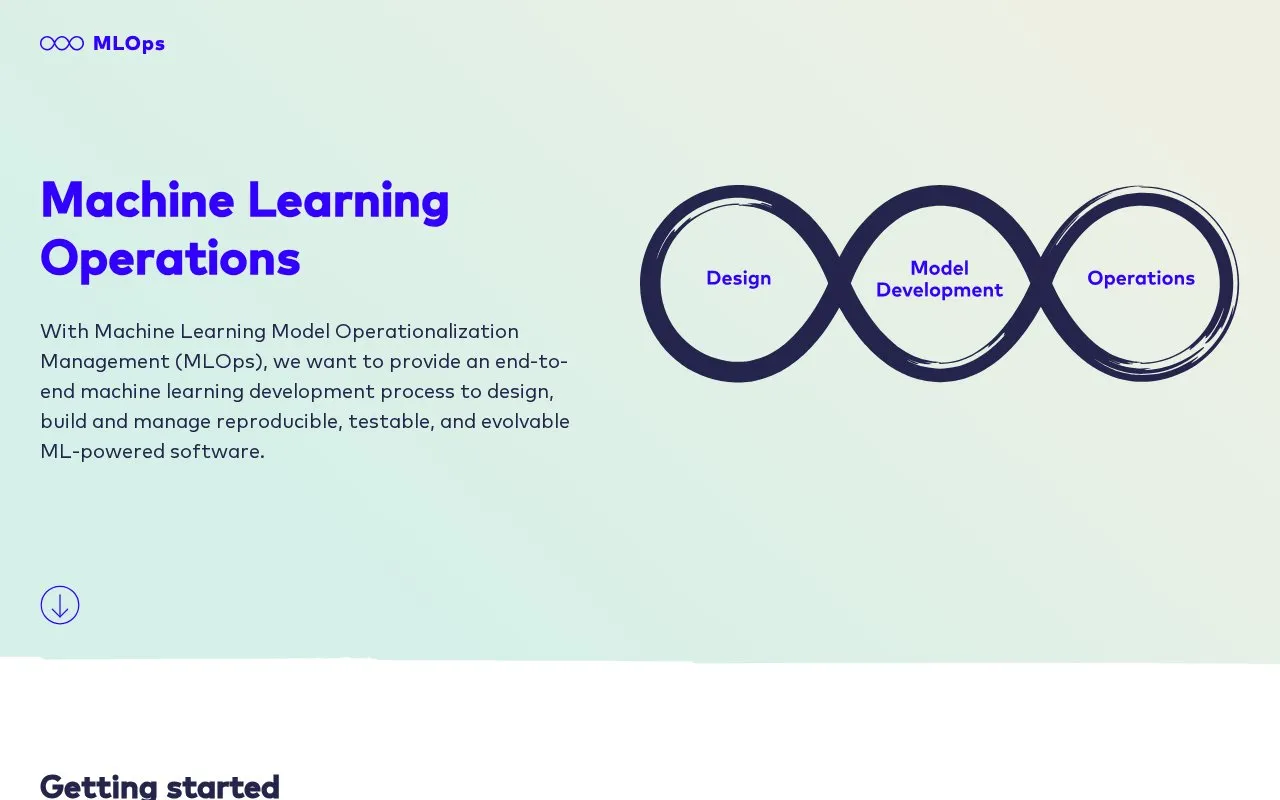 ML-Ops homepage screenshot