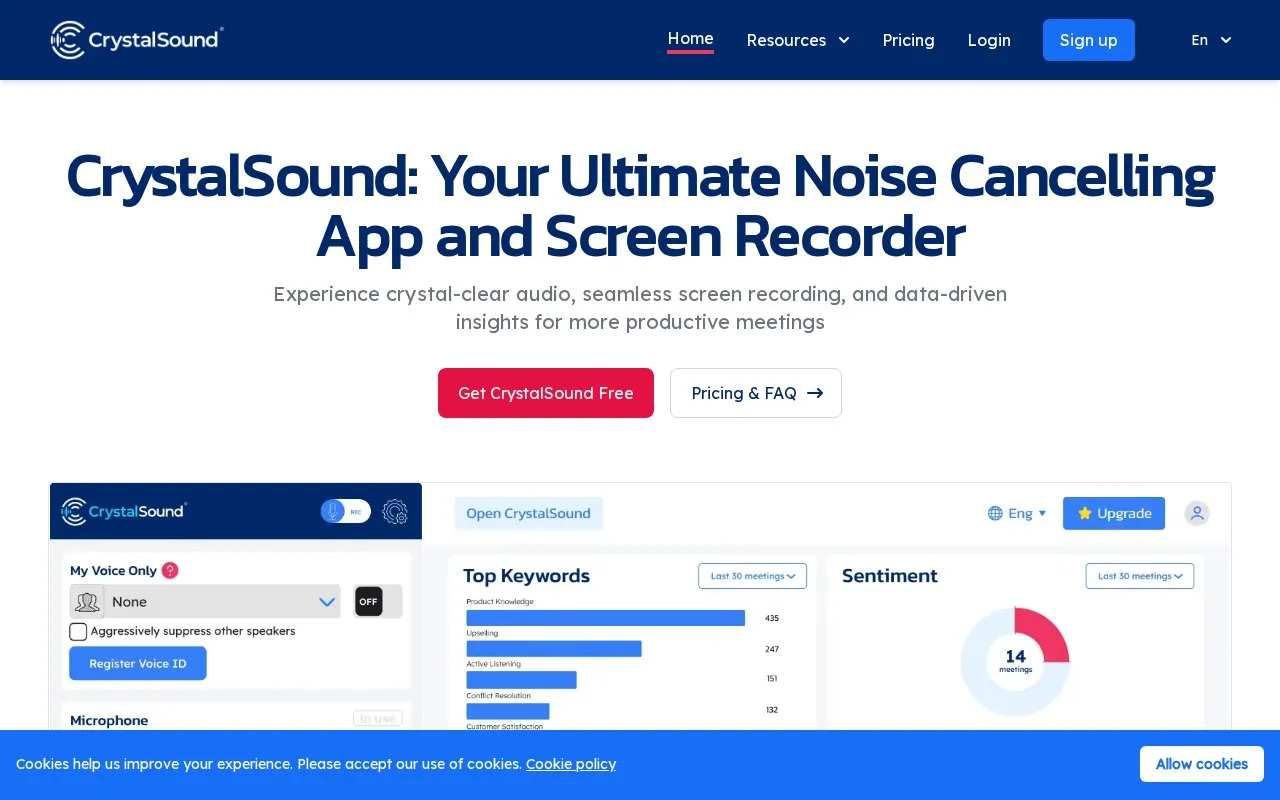CrystalSound homepage screenshot