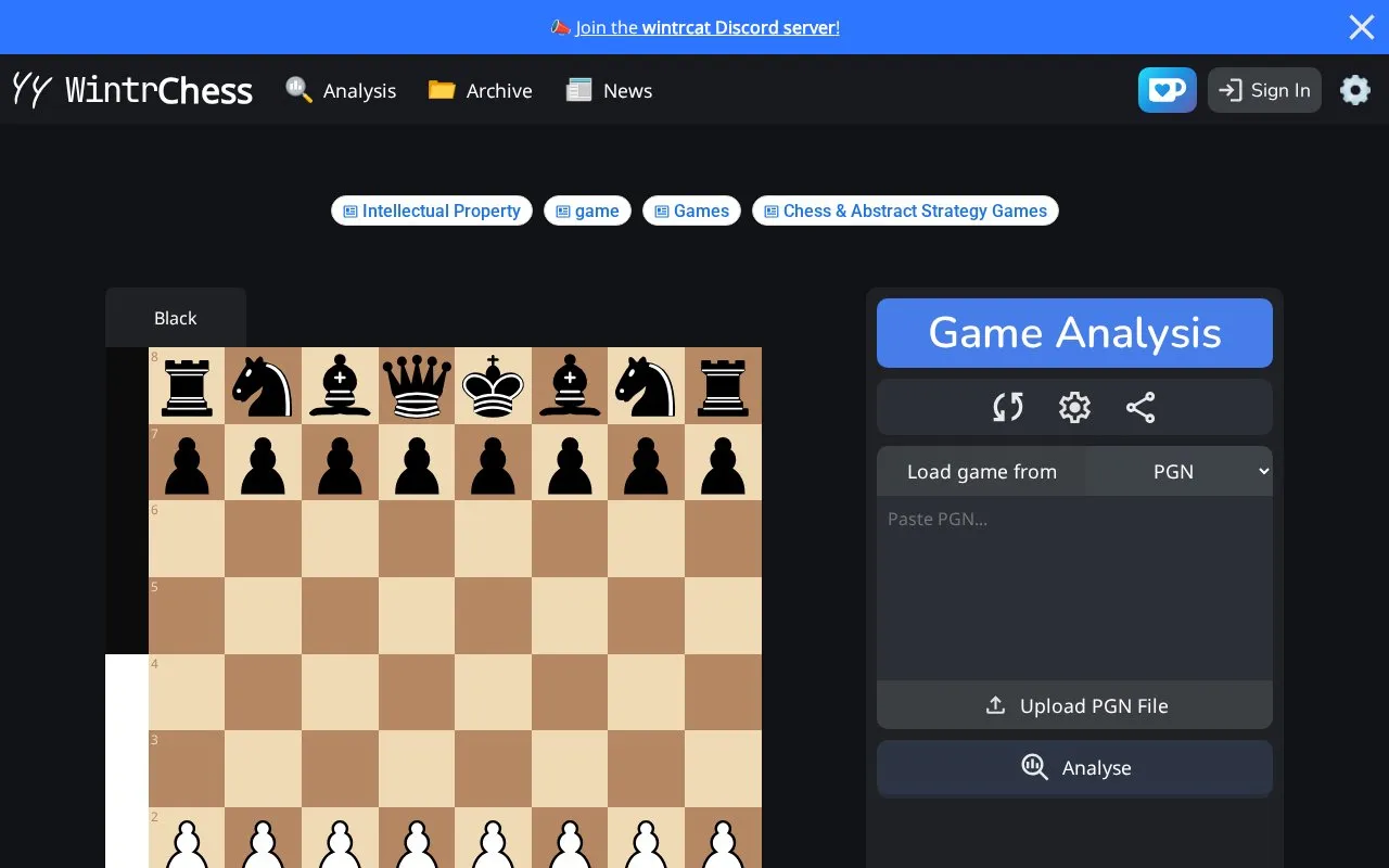 WintrChess homepage screenshot