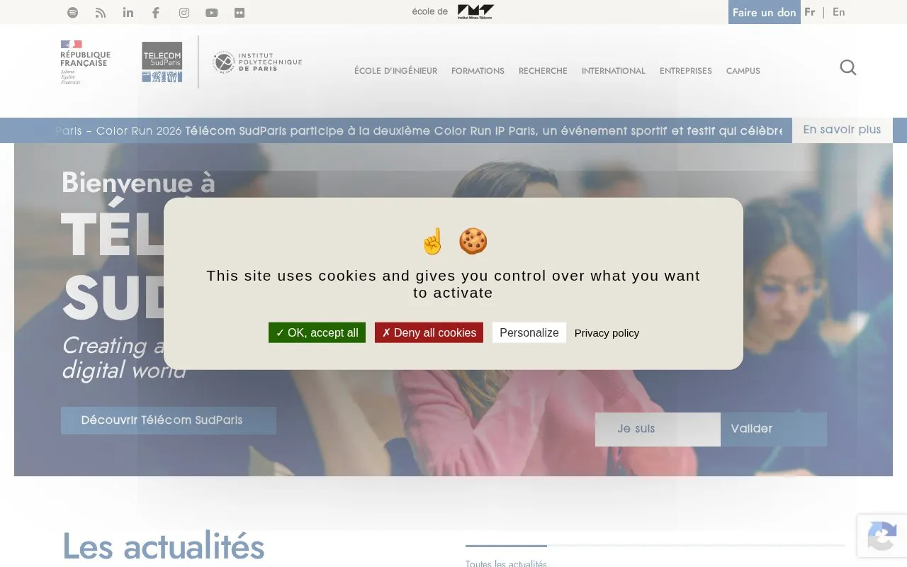 Télécom SudParis homepage screenshot