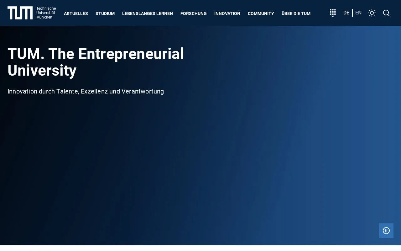 Technische Universitat Munchen homepage screenshot
