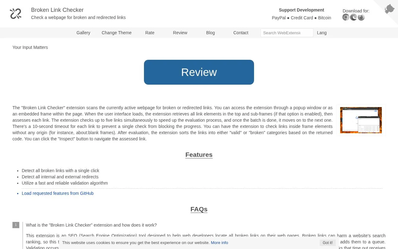 Broken Link Checker homepage screenshot