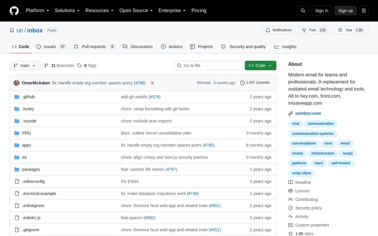UnInbox homepage screenshot