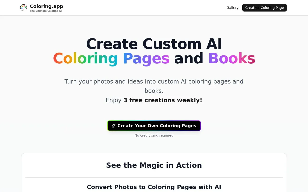 Coloring.app homepage screenshot