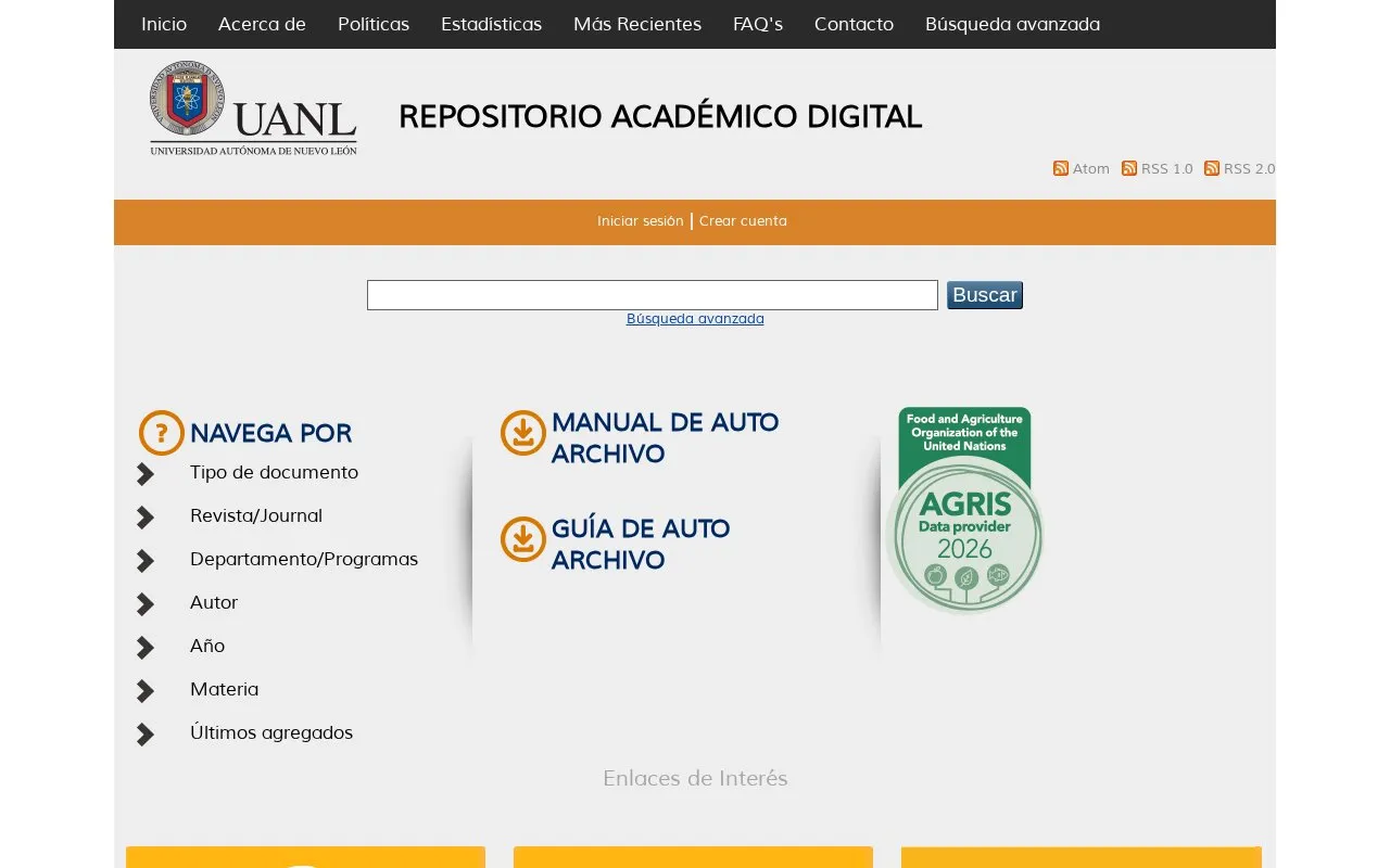 Repositorio Academico Digital UANL homepage screenshot