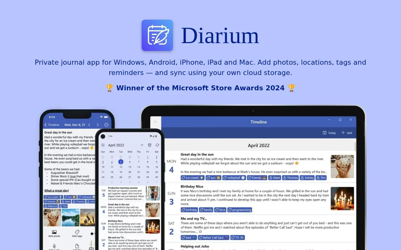 Diarium homepage screenshot