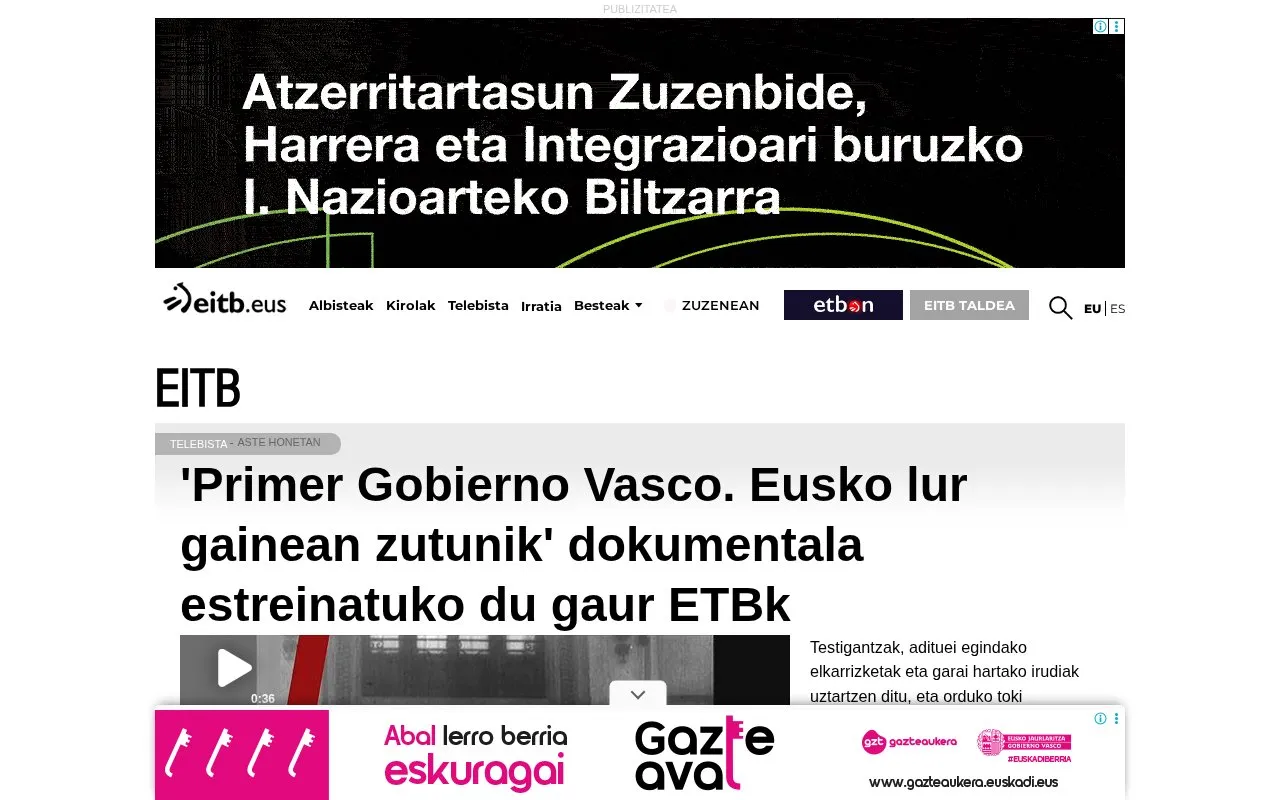 EITB homepage screenshot