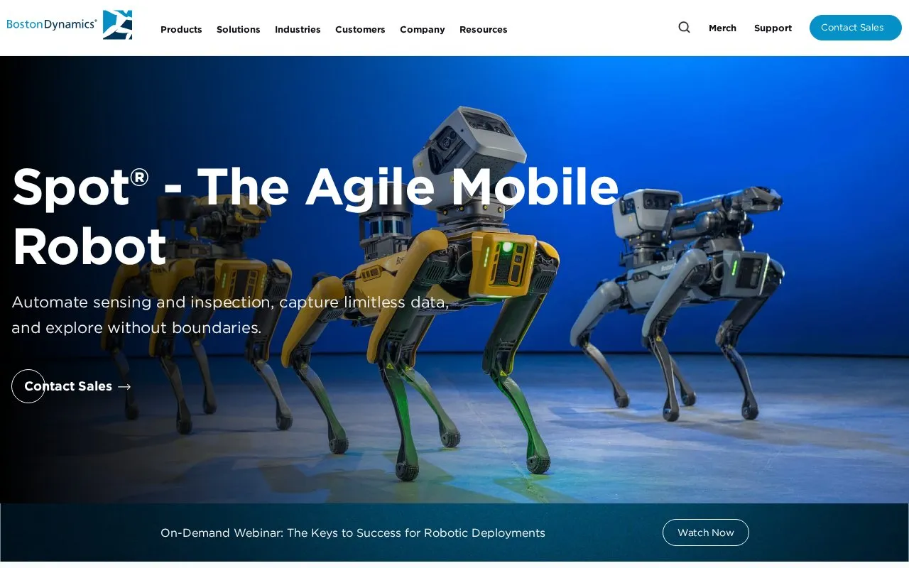 Boston Dynamics Spot homepage screenshot
