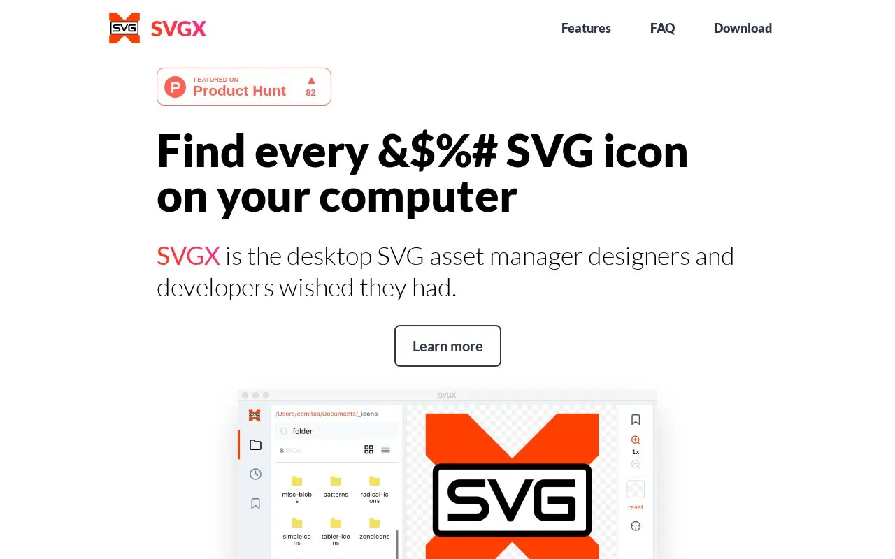 SVGX homepage screenshot