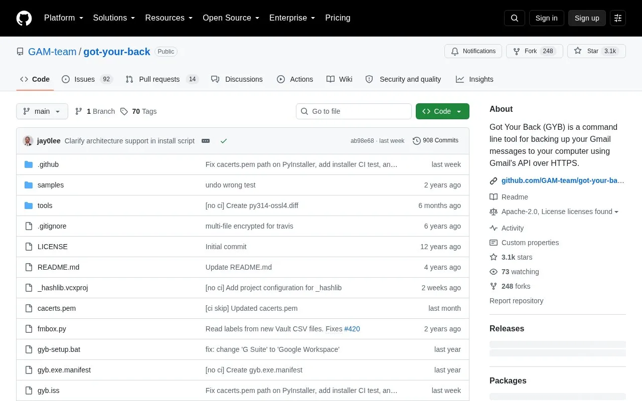 Got Your Back homepage screenshot