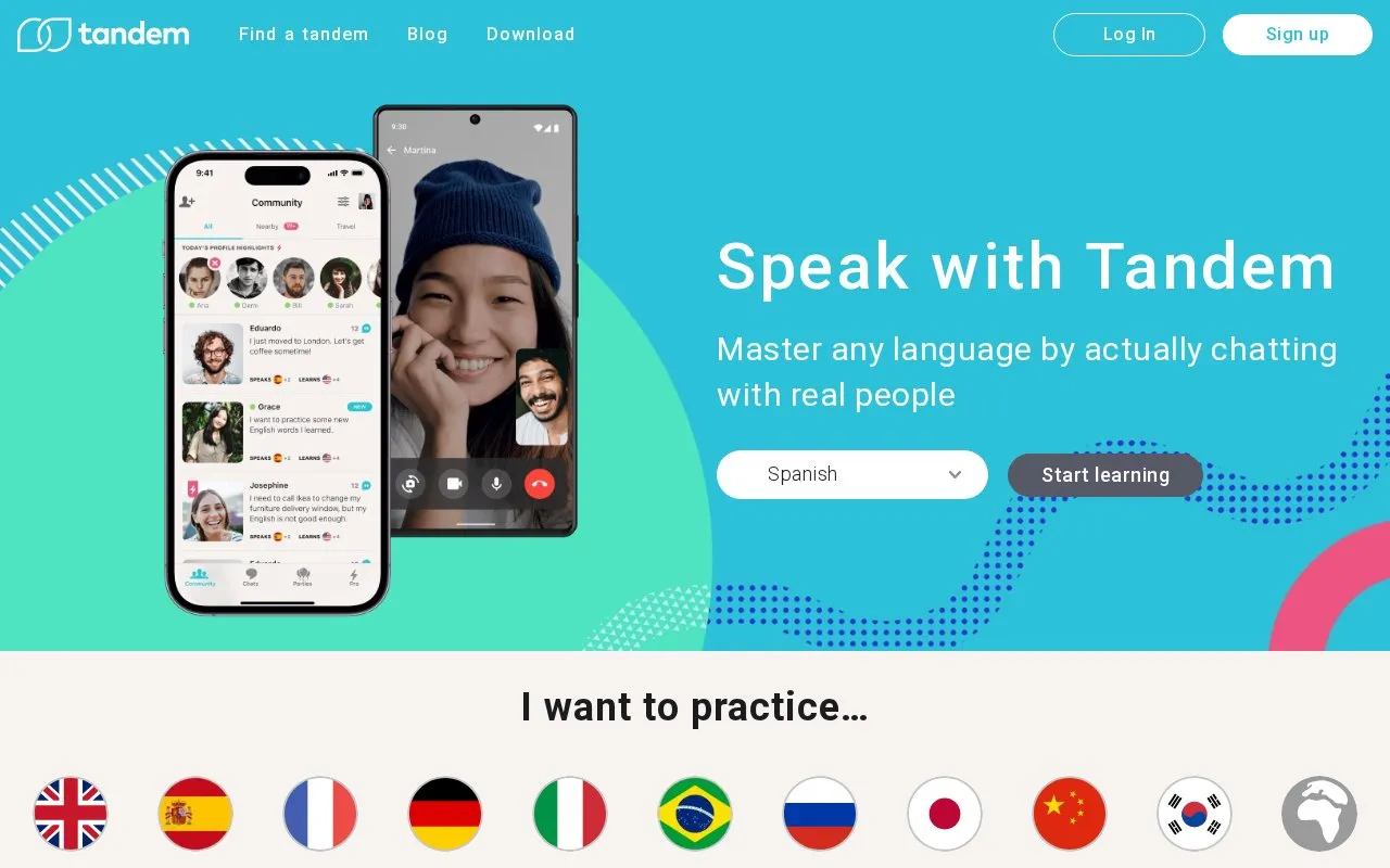 Tandem homepage screenshot