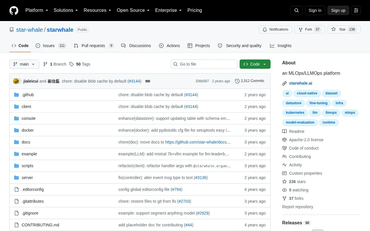 Starwhale homepage screenshot