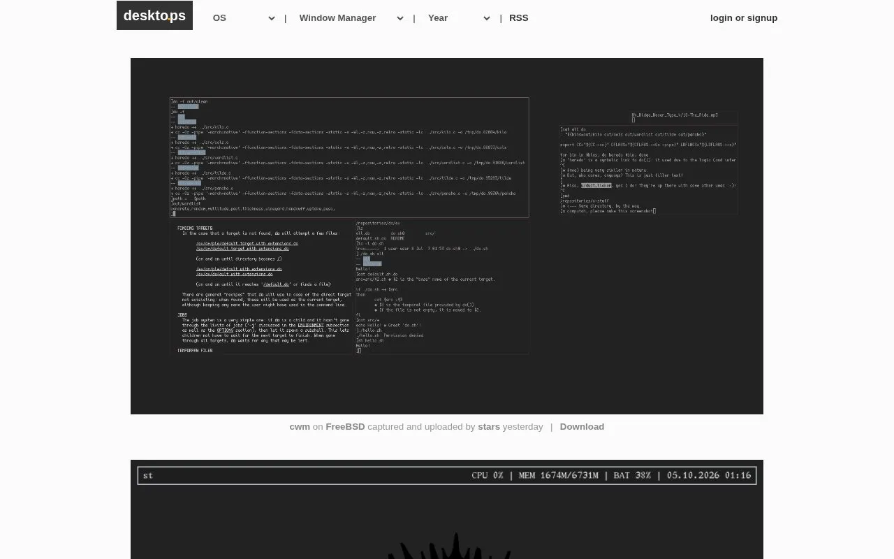 Desktops homepage screenshot