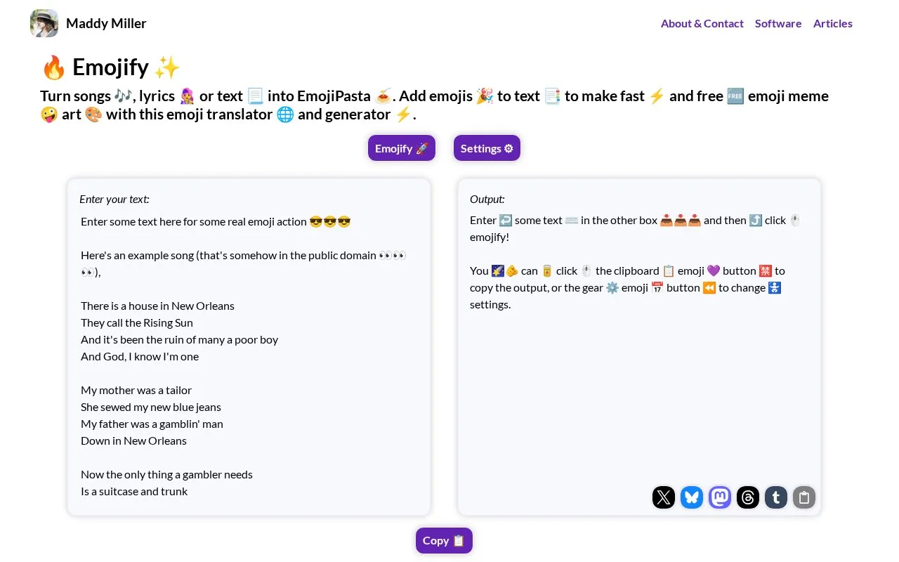 Emojify homepage screenshot