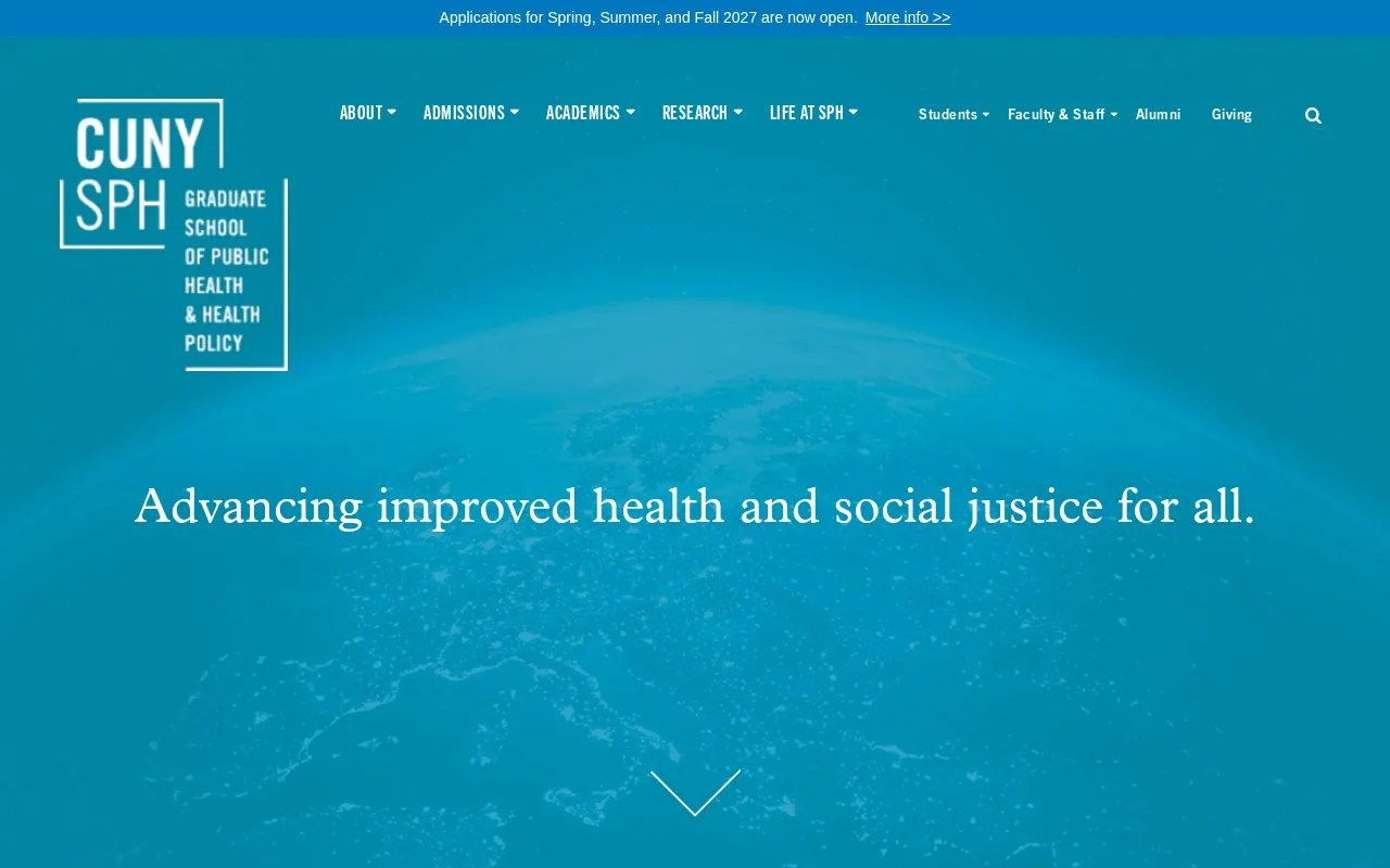 Graduate School of Public Health and Health Policy homepage screenshot