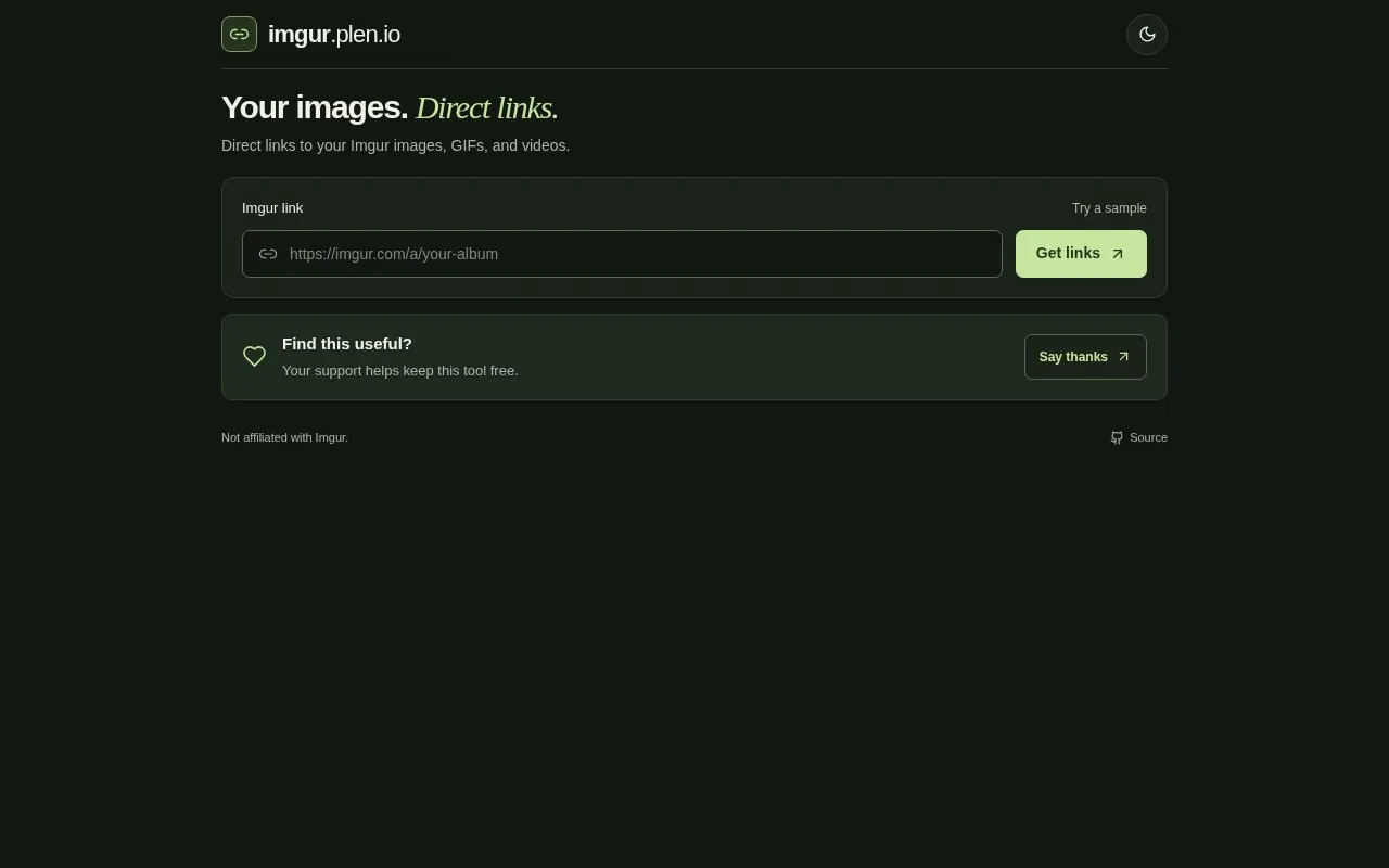 Direct Link Grabber homepage screenshot