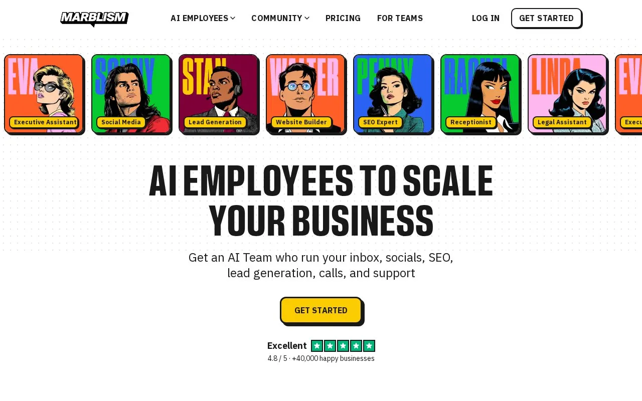 Marblism homepage screenshot