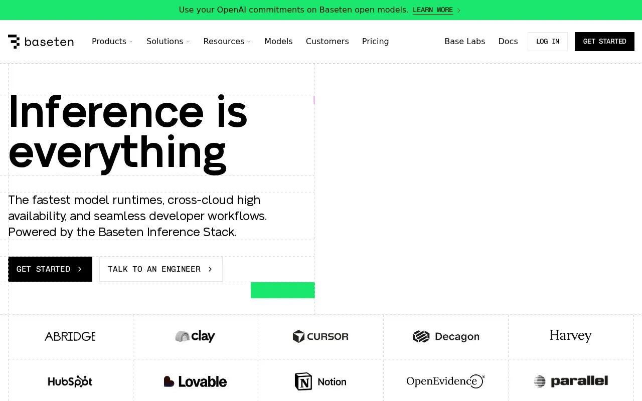 Baseten homepage screenshot