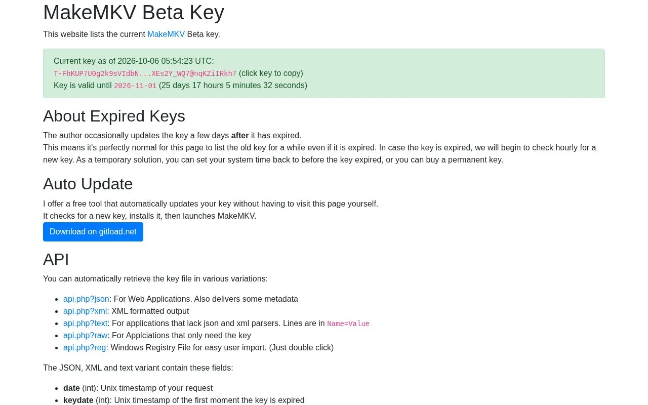 Makemkv homepage screenshot