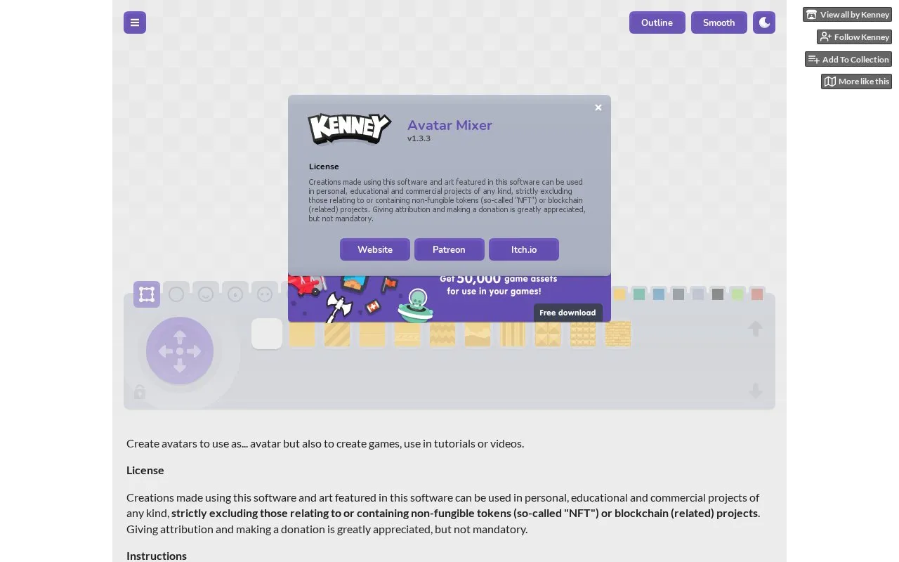 Avatar Mixer homepage screenshot