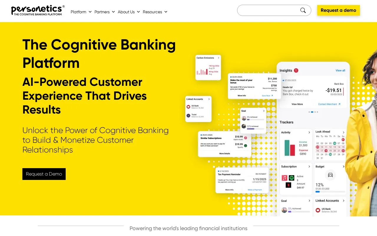 Personetics homepage screenshot