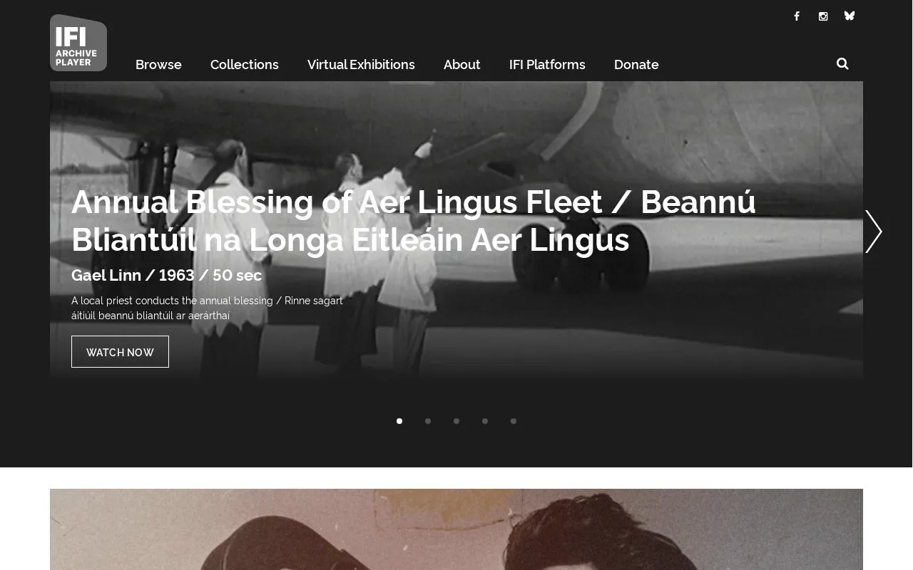 IFI Archive homepage screenshot