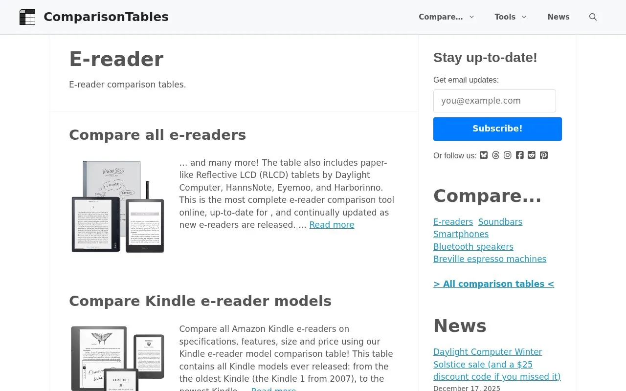 ComparisonTabl.es homepage screenshot