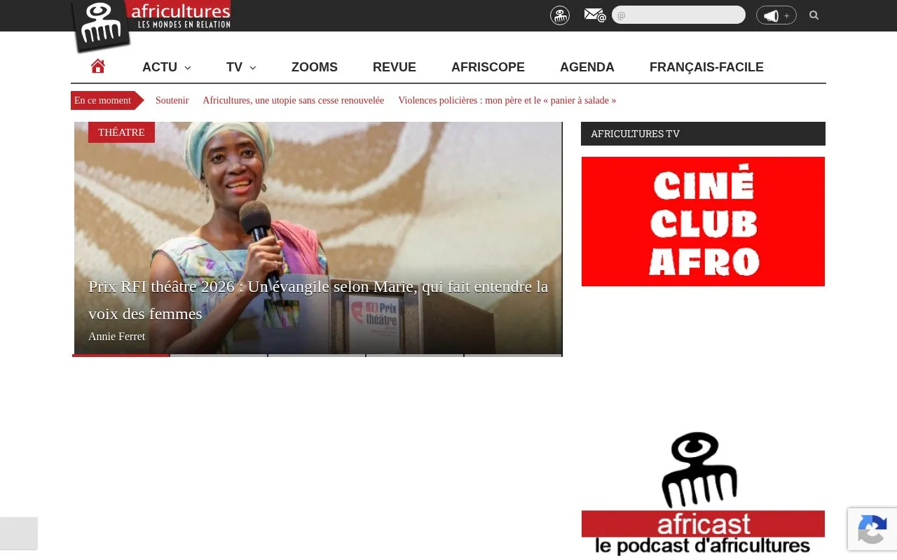 Africultures homepage screenshot