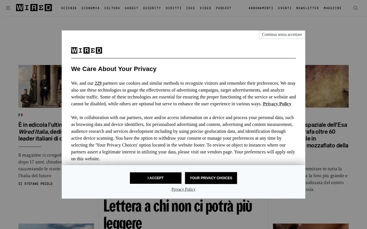 Wired Italia homepage screenshot