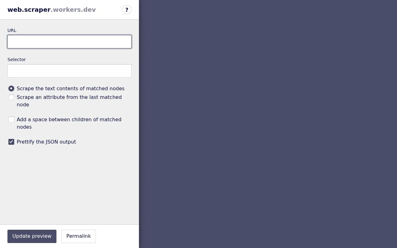 web.scraper.workers.dev homepage screenshot