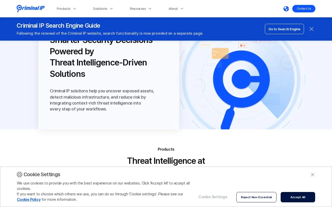 Criminal IP homepage screenshot
