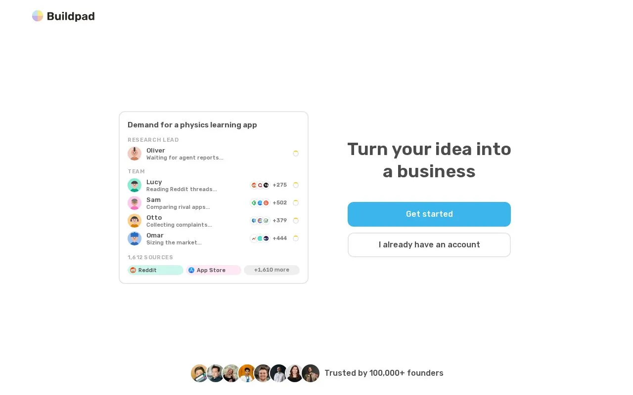AI cofounder homepage screenshot