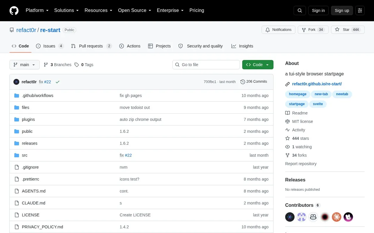 Re-Start homepage screenshot