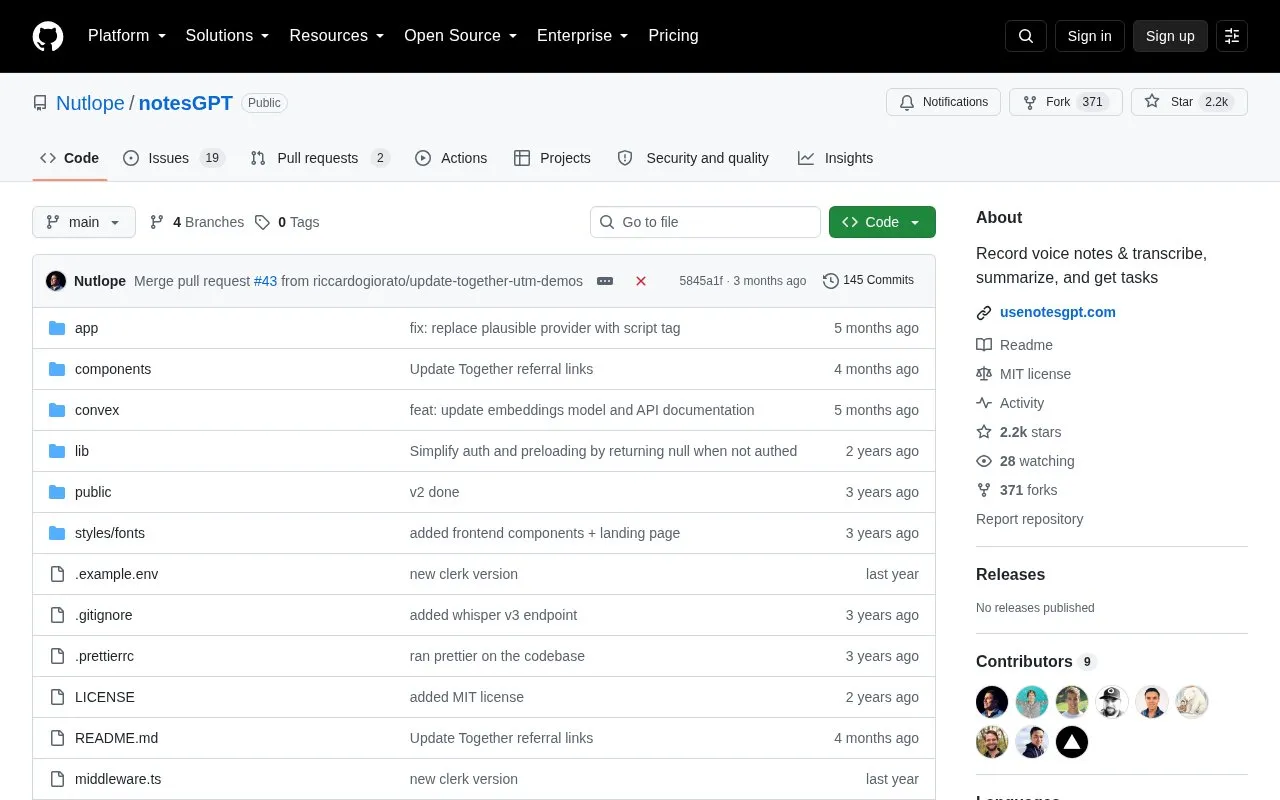 Notesgpt homepage screenshot