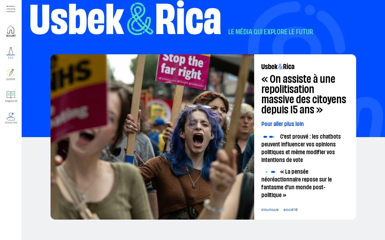 Usbek & Rica homepage screenshot